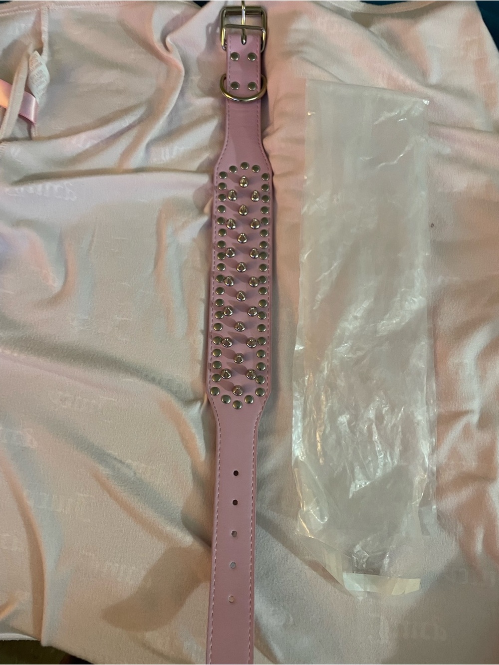 Pink Spiked Studded Pet/human Collar Small Cat Dog Adjustable 20in L NWT